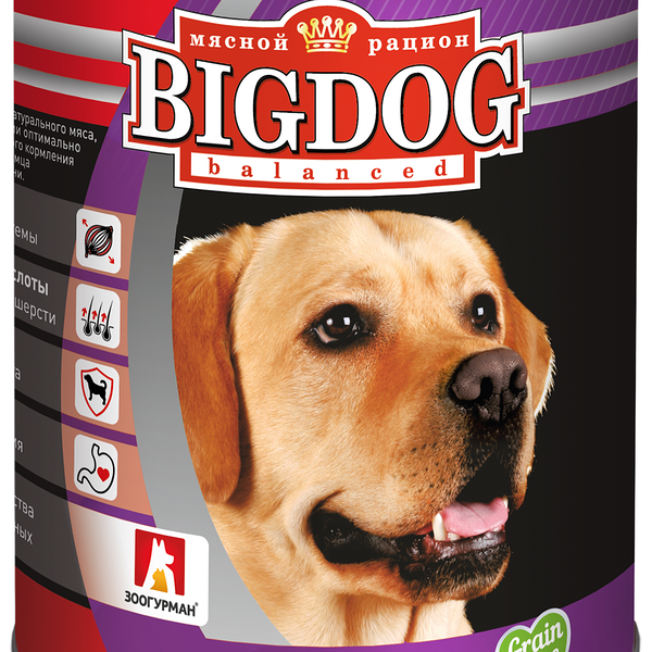 Корм консервированный для собак ЗООГУРМАН Big Dog Телятина с овощами