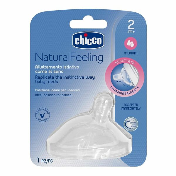 Chicco Соска Natural Feeling 2+ силиконовая средний поток с флексорами 1 шт