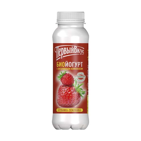 Биойогурт питьевой Первый Вкус 2.5% 270гр Клубника Земляника пэт