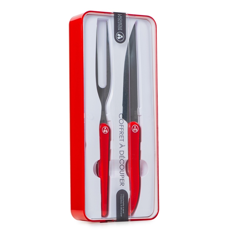 

Набор для мяса LAGUIOLE HERITAGE нож и вилка, в пенале, красные ручки, Китай