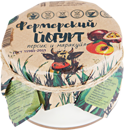 

Йогурт ФЕРМЕРСКИЙ Домашний Персик, маракуйя 2% ГОСТ, без змж 220 г