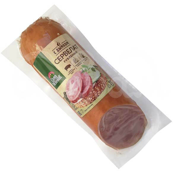 Сервелат Рубленый с Дымком Село Зеленое 300гр в/к срез в/у