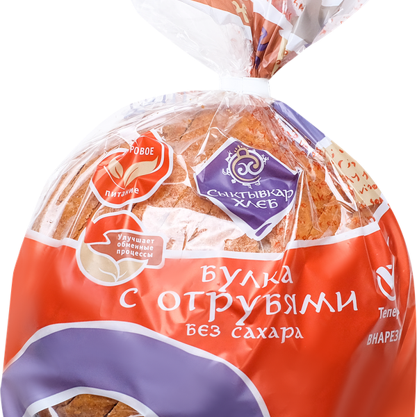 Булка СЫКТЫВКАРХЛЕБ с отрубями, без сахара, в нарезке