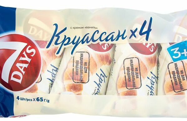 Круассан 7 Days с кремом ваниль, 4х65г