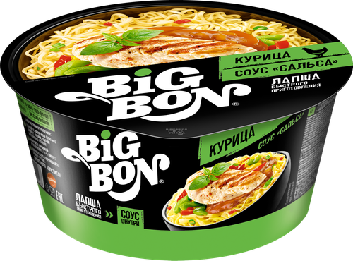 

Лапша быстрого приготовления BigBon курица и соус Сальса 85 г