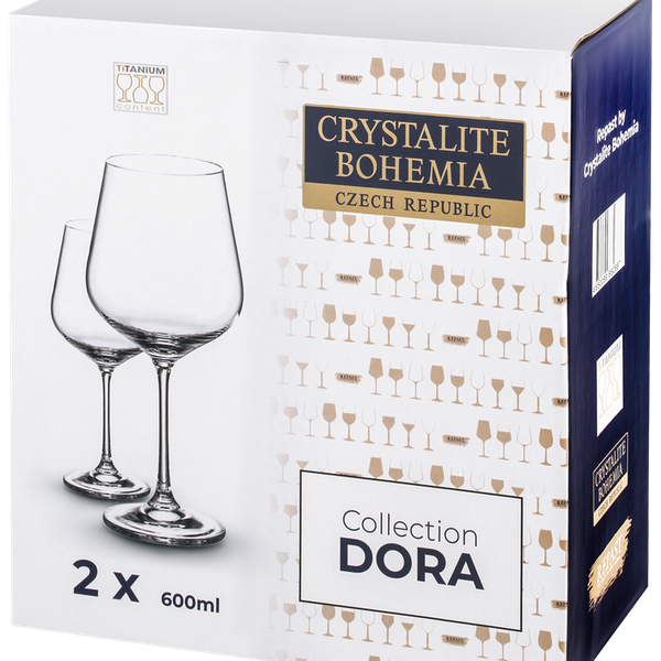 Набор бокалов для вина CRYSTALITE BOHEMIA Dora 600мл, 2шт