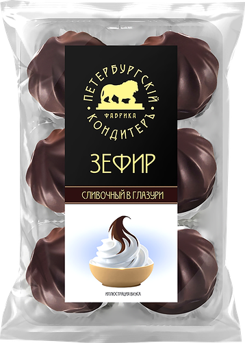Зефир ПЕТЕРБУРГСКИЙ КОНДИТЕРЪ Сливочный, в глазури, ароматизированный, 390г