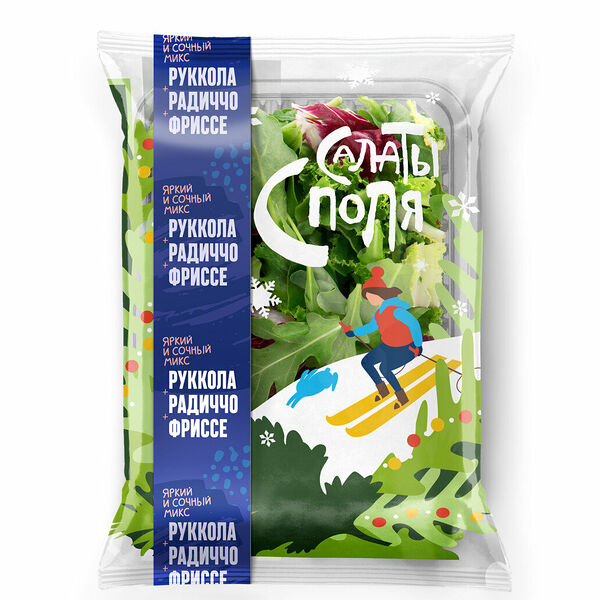 Салатная смесь Салаты с поля Руккола, радиччо, фриссе 75г
