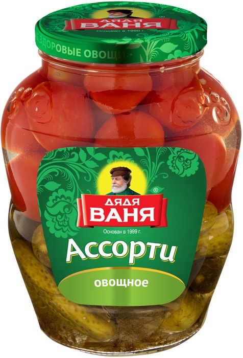 

Ассорти овощное Дядя Ваня помидоры и огурцы 1.8 кг