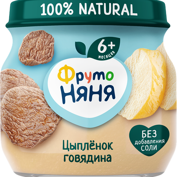 Пюре мясное ФрутоНяня из мяса цыпленка с говядиной 80г ДП