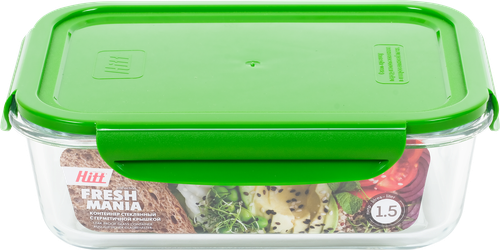 

Контейнер HITT Fresh Mania, боросиликатное стекло, пластик, герметичная крышка, 1.5л