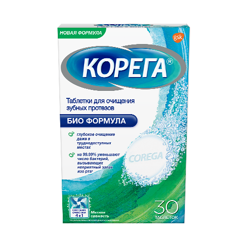 Корега биоформула табл. для очищении зуб.протезов № 30 шт