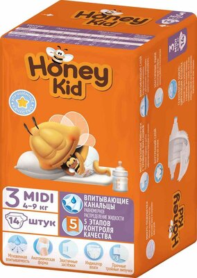 Подгузники Honey Kid Midi 4-9кг 14шт.