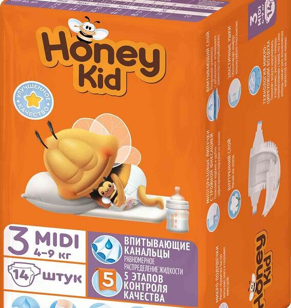 Подгузники Honey Kid Midi 4-9кг 14шт