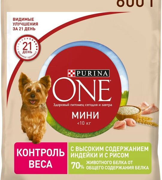 Сухой корм для собак Purina ONE с индейкой и рисом 600г