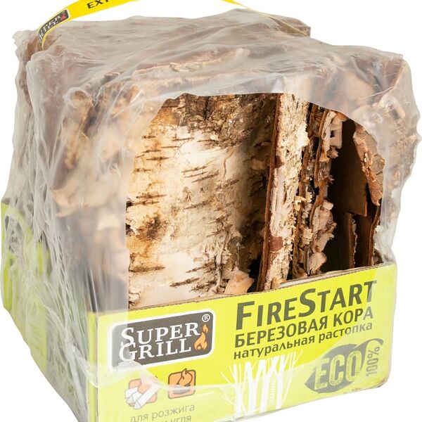 Кора березовая SuperGrill FireStart Натуральная растопка для розжига дров и угля