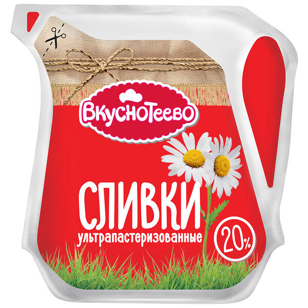 Сливки Вкуснотеево ультрапастеризованные 20%, 125г