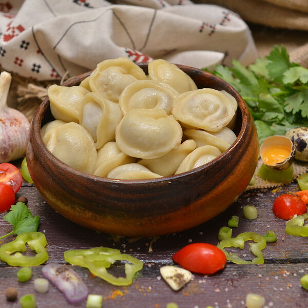 Пельмени с креветкой и треской жареные