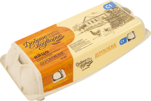 

Яйцо куриное ДОБРОЕ ПОДВОРЬЕ деревенское столовое С1, 10шт