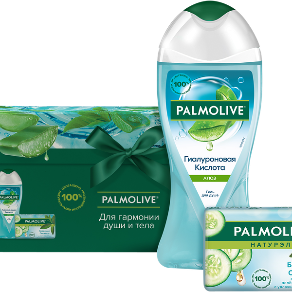 Подарочный набор Palmolive Гиалуроновая кислота Гель для душа  + Твердое мыло  + Косметичка