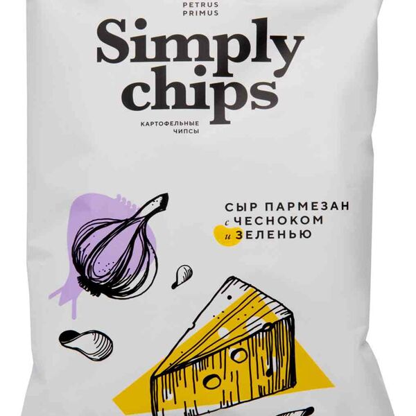 Чипсы картофельные Simply Chips Сыр пармезан с чесноком и зеленью