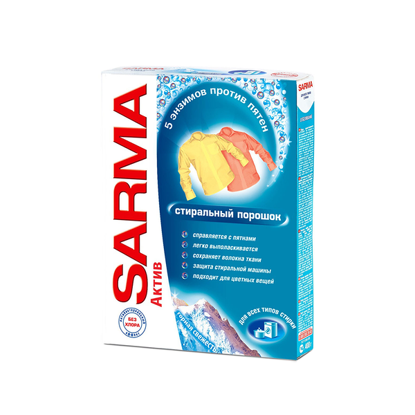 Порошок универсальный для стирки Sarma Activ Горная Свежесть Удаление Пятен 400 г