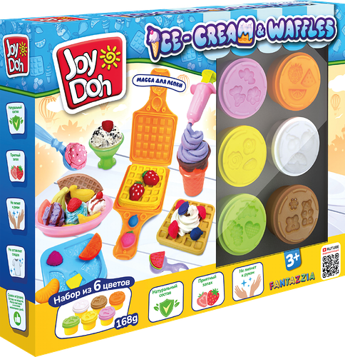 Масса для лепки JOY DOH Ice-cream & waffles Мороженое и вафли, 6х28г