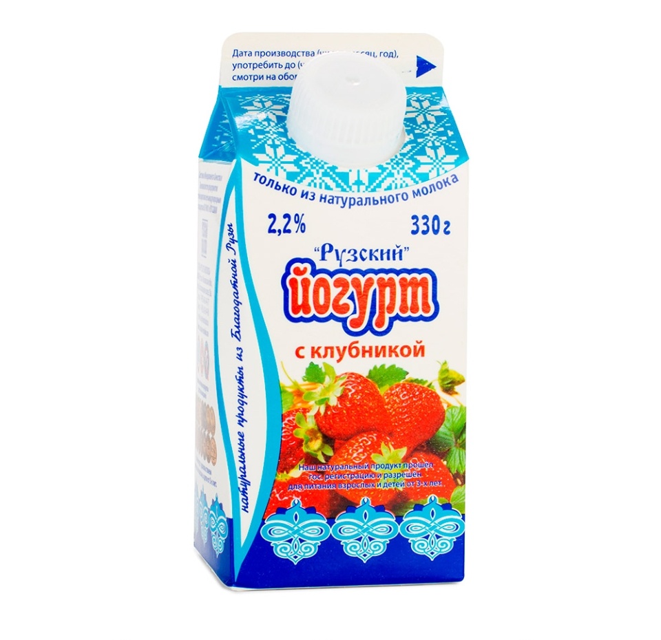 

Йогурт питьевой Рузское молоко 2.2% с клубникой, 330 г