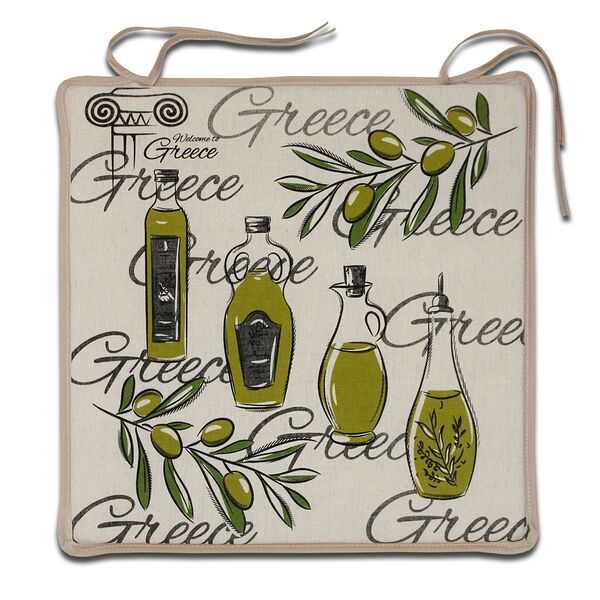 Подушка на стул Олива, 36х36 см, шелкография, в ассортименте