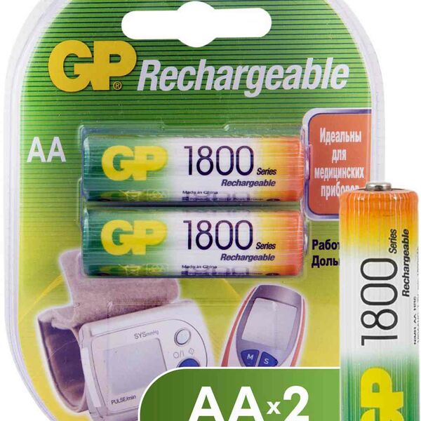 Аккумуляторы AA GP 1800 мАч, 2 шт.