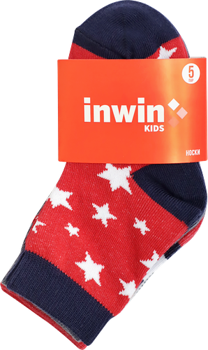 Носки детские INWIN р. 14–22, высокая посадка с дизайном звезды, Арт. FKSU-05-ST, 5пар