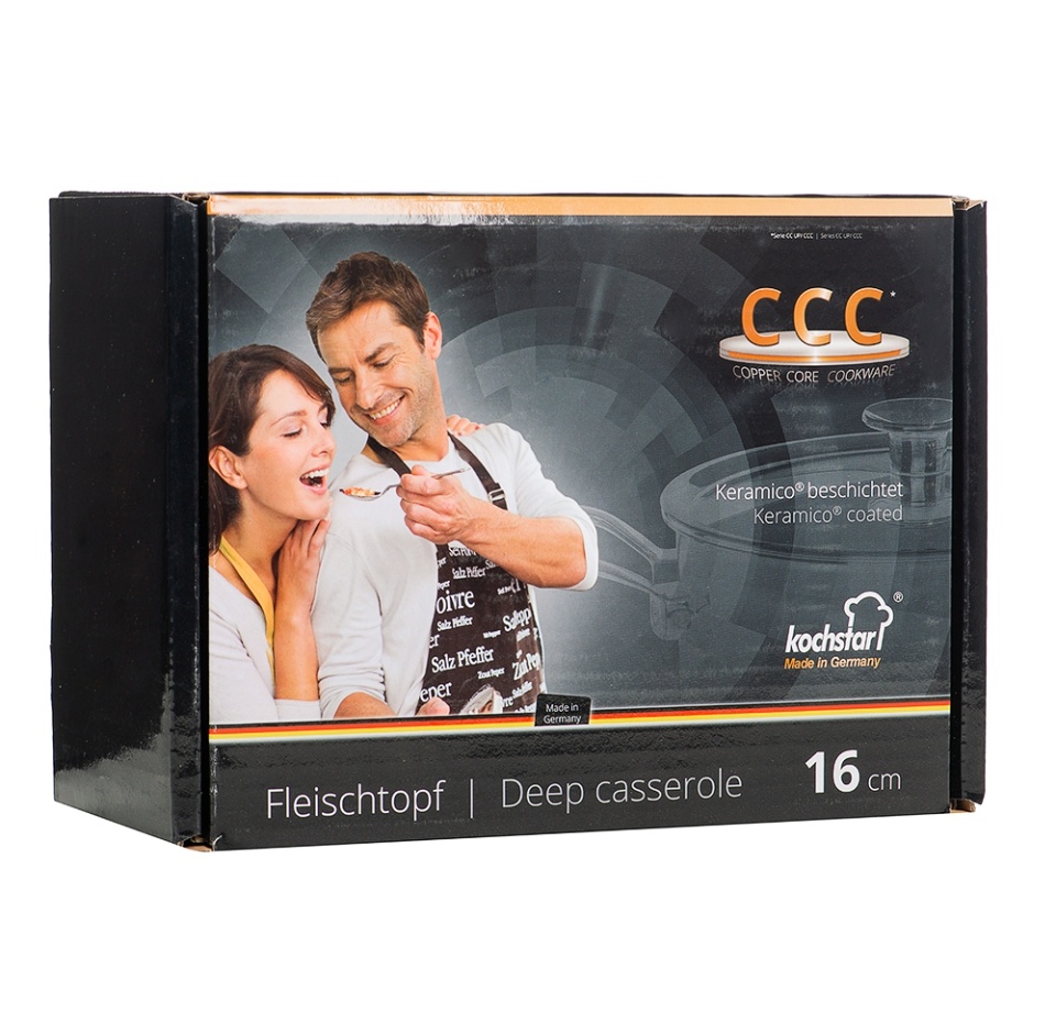 

Кастрюля с крышкой Kochstar Copper Core Cookware диаметр 16 см, 1,9 л эмаль, цвет бордо