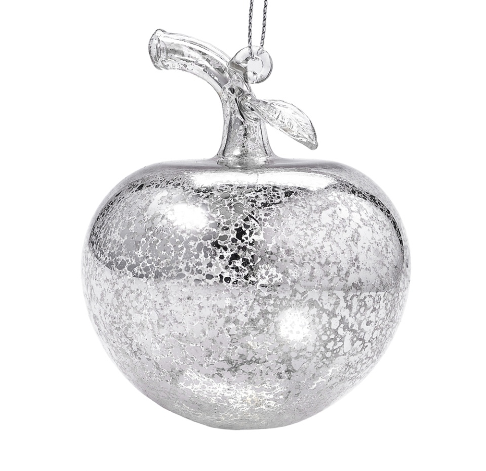 

Игрушка для елки «Коллекция Традиции» Яблоко серебристое 8см стекло, Китай