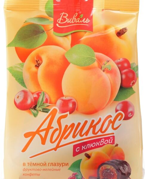 Конфеты Виваль Абрикос с Клюквой в темной глазури 175г