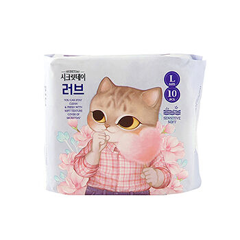 Прокладки женские ультратонкие дышащие Sense Large (28 см), Secretday, 10 шт., Южная Корея