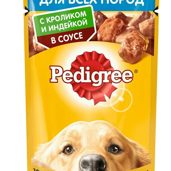 Корм для собак Pedigree кролик-индейка в соусе для всех пород
