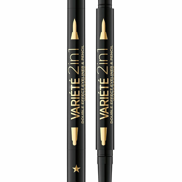 EVELINE Карандаш-подводка для глаз двусторонний Variete 2в1 водостойкий, Ultra Black