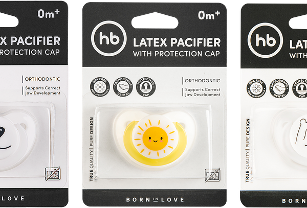 Соска-пустышка HAPPY BABY латексная с колпачком, ортодонтическая, в ассортименте, с 0 месяцев, Арт. 13022
