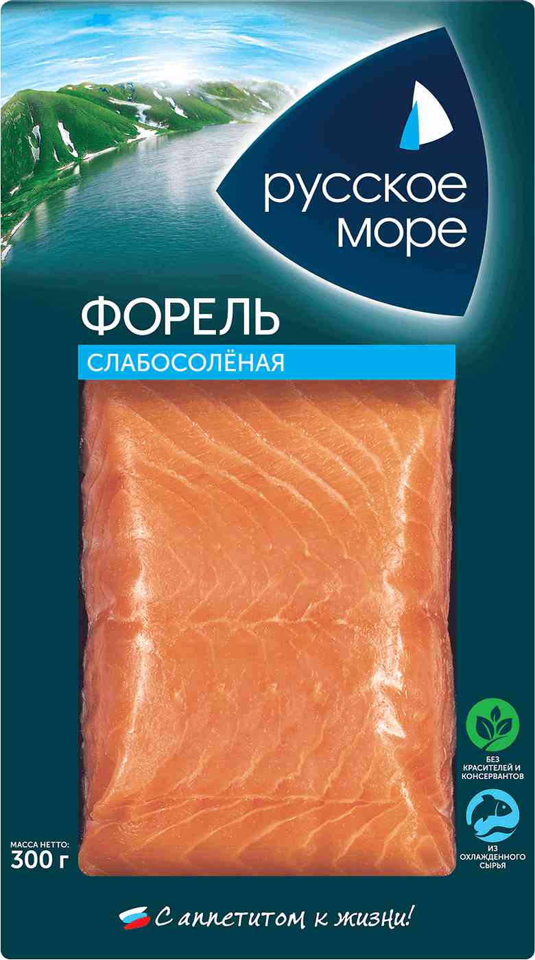 

Форель Русское море слабосоленая филе-кусок 300 г