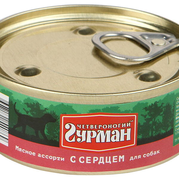 Консервы для собак Четвероногий гурман Мясное ассорти, с сердцем