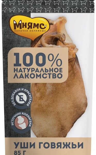 Лакомство для собак Мнямс уши говяжьи 85г