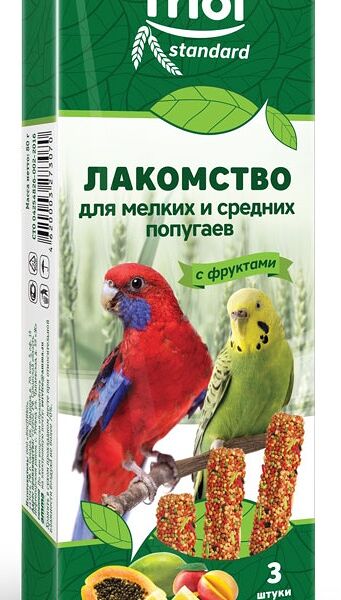 Лакомство для мелких и средних попугаев Triol с фруктами