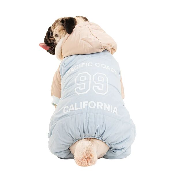 Комбинезон с капюшоном для собак L голубой (унисекс)