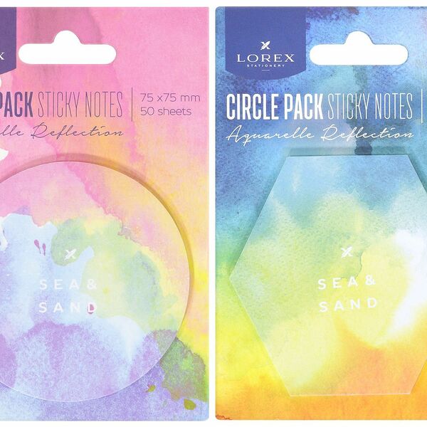 Блок самоклеящ. LOREX CIRCLE PACK AQUARELLE REFLEXION 75х75 мм 50 л. ассорти