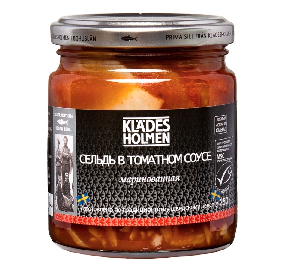 

Сельдь маринованная Kladesholmen в томатном соусе 250 г