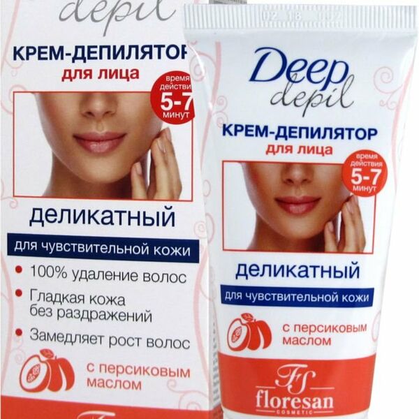 Крем-депилятор для лица деликатный Floresan с персиковым маслом для чувствительной кожи