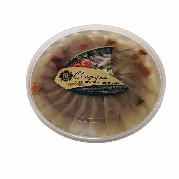 Сельдь филе-кусочки в масле «Золотая Fishka» с паприкой и чесноком