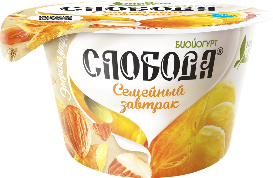 

Йогурт СЛОБОДА мюсли с яблоком, мандарином и орехами 5%, без змж 190 г
