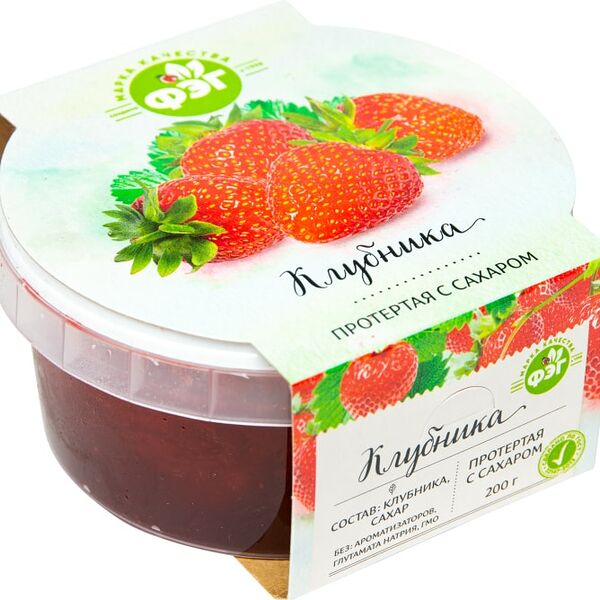 Клубника ФЭГ протертая с сахаром 200г