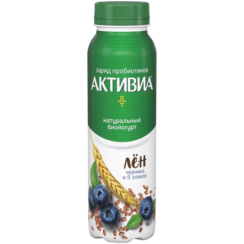 

Биойогурт Активиа питьевой черника-5 злаков-семена льна, 2.1% 260 г